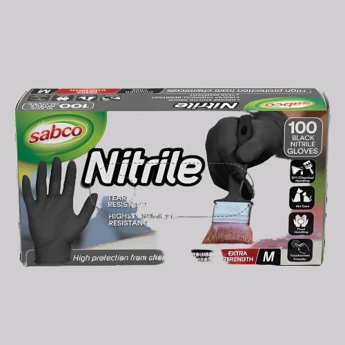 Sabco Black Medium Nitrile Heavy Duty Gloves - 100 Pack